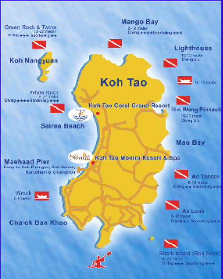 Map Of Koh Tao Montra Resort Amp Spa Koh Tao Suratthani