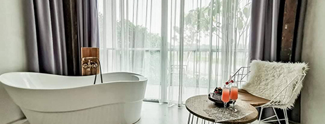 white wall riverfront